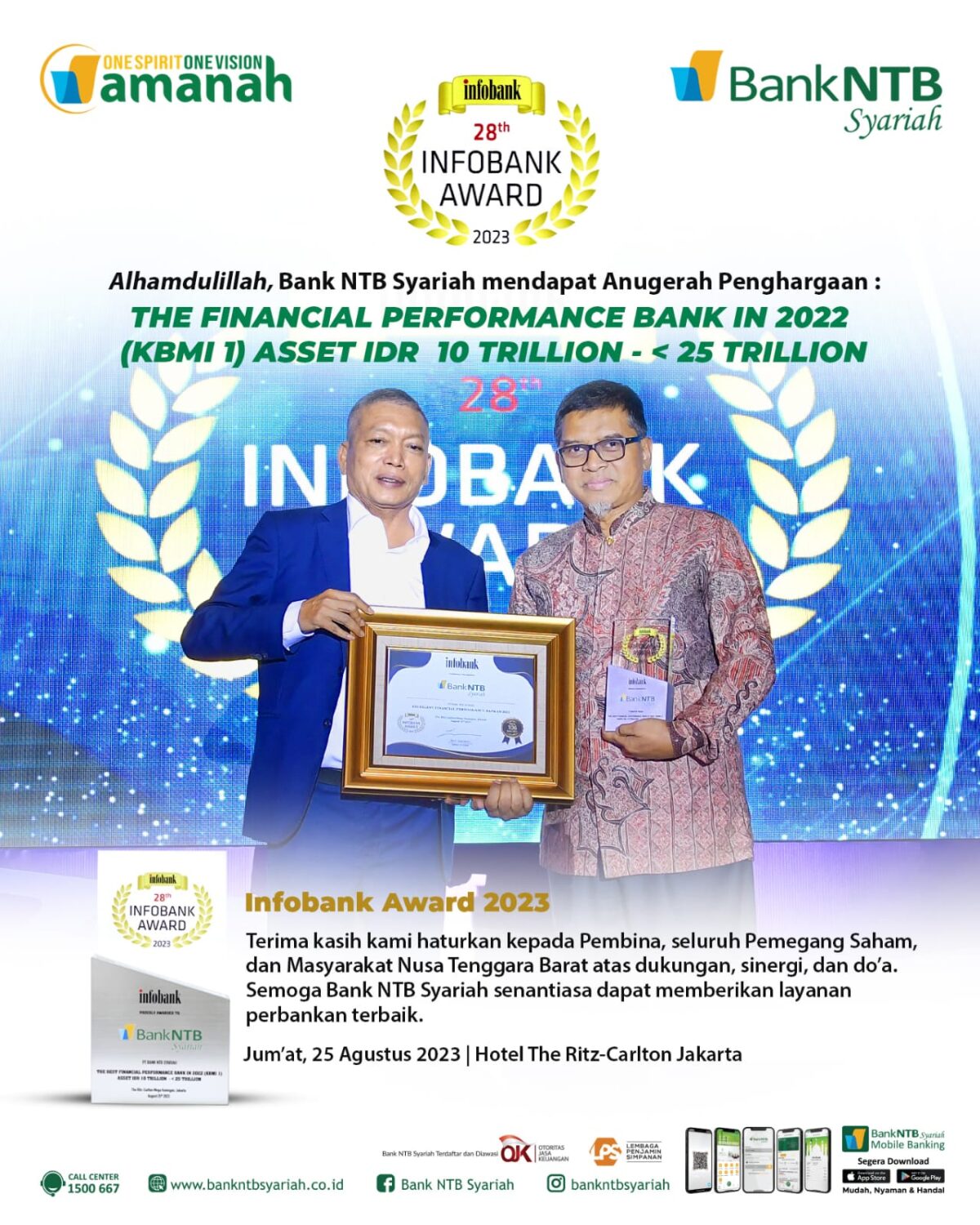 The Best Financial Performance Bank Berhasil Diraih Bank NTB Syariah