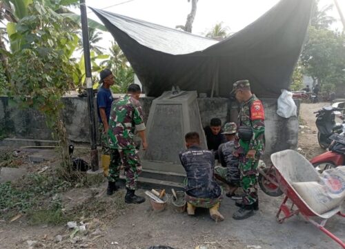 Prasasti Tugu TMMD ke 121 Dibangun Kodim 1615 Lotim di Desa Loyok